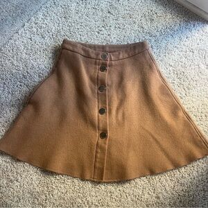 Maje Tan Mini Skirt with Button Detail